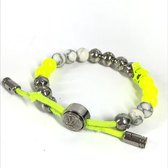 Louis Vuitton Bracelet Bra Scuff Monogram Beads M00510 Metal Yellow - Picture 1 of 9